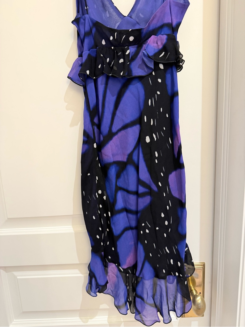 Rat & Boa Purple and Black Ruffle Maxi Dress